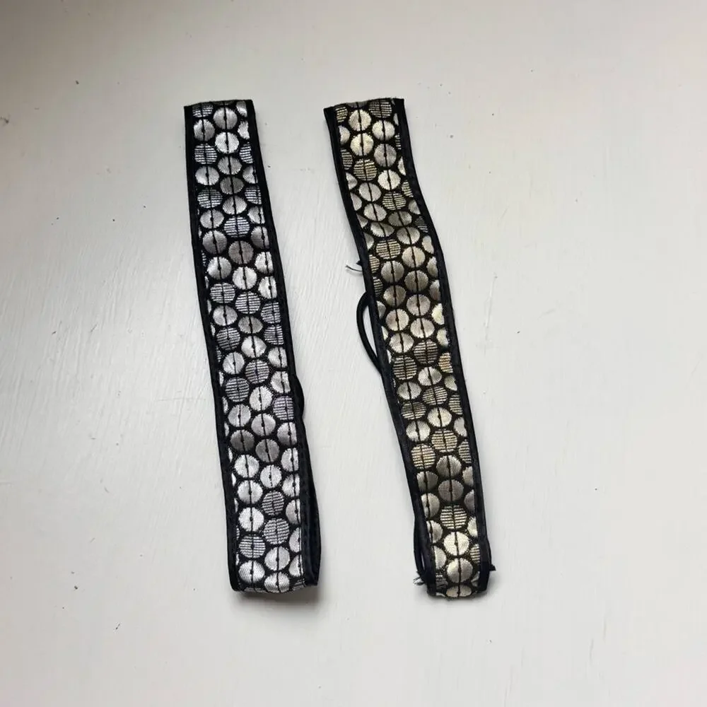 Two Pack Black and Gold Women's Stretchy Headbands